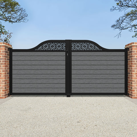 Fusion Narwa Curved Top Driveway Gate - Mid Grey - Top Screen