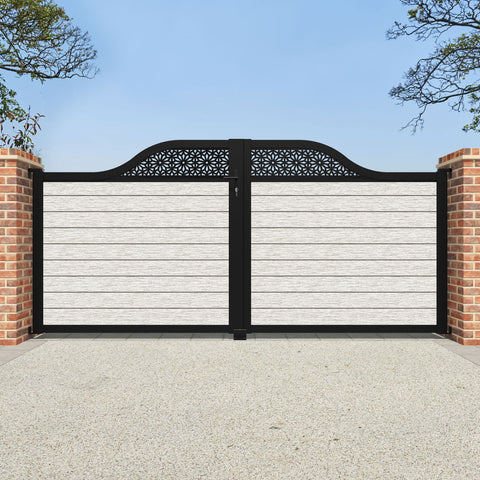 Fusion Narwa Curved Top Driveway Gate - Light Stone - Top Screen