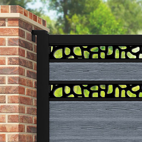 Classic Pebble Split Screen Straight Top Driveway Gate - Anthracite - Top Screen