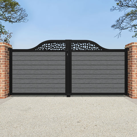Fusion Pebble Curved Top Driveway Gate - Mid Grey - Top Screen