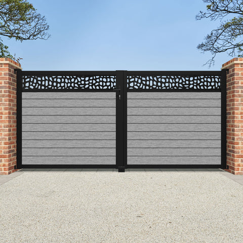 Fusion Pebble Straight Top Driveway Gate - Light Grey - Top Screen