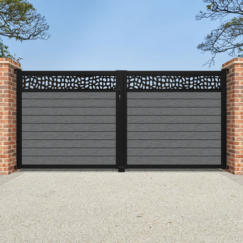 Fusion Pebble Straight Top Driveway Gate - Mid Grey - Top Screen