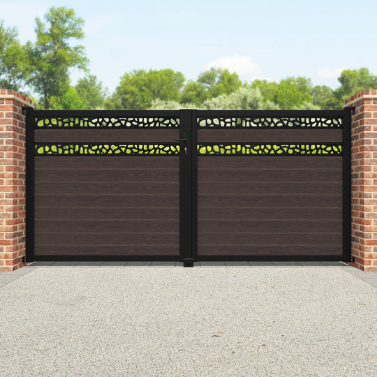 Classic Pebble Split Screen Straight Top Driveway Gate - Mid Brown - Top Screen