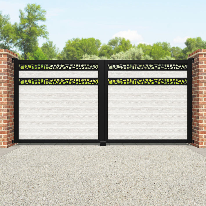 Classic Pebble Split Screen Straight Top Driveway Gate - Light Stone - Top Screen