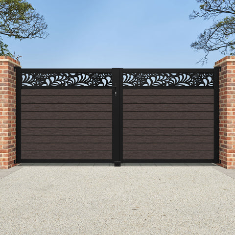 Fusion Petal Straight Top Driveway Gate - Mid Brown - Top Screen
