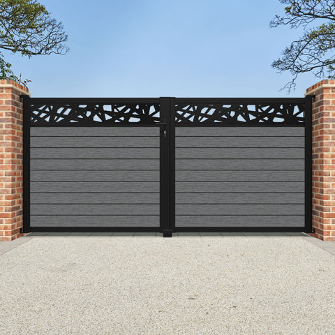 Fusion Prism Straight Top Driveway Gate - Mid Grey - Top Screen