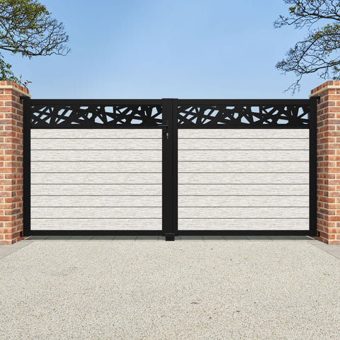 Fusion Prism Straight Top Driveway Gate - Light Stone - Top Screen