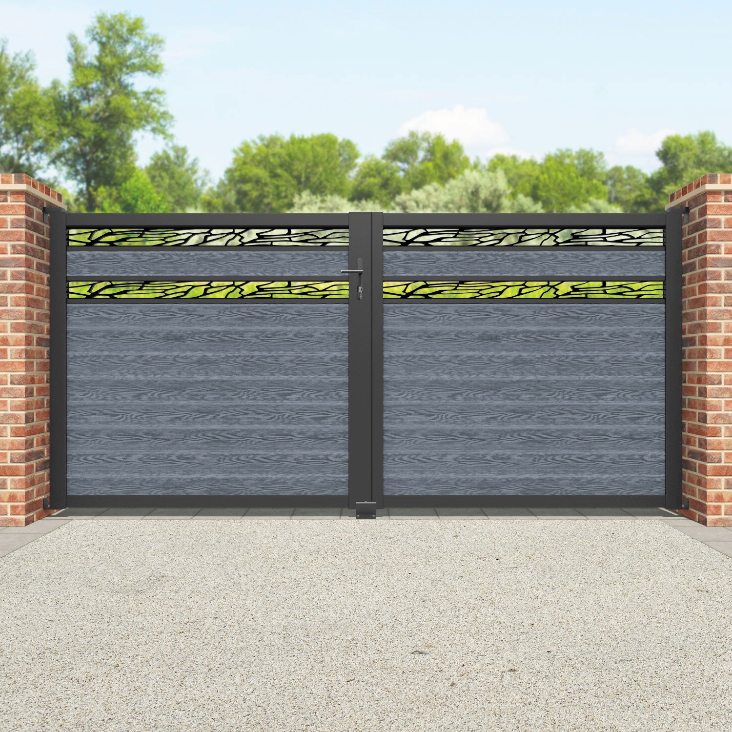 Classic Shatter Split Screen Straight Top Driveway Gate - Anthracite - Top Screen