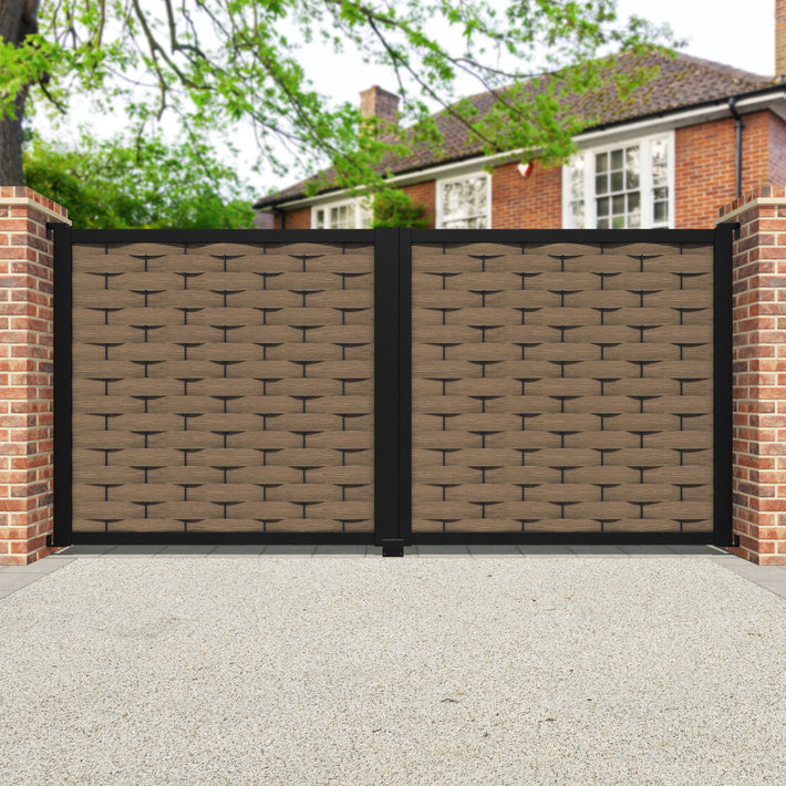 Ripple Teak Straight Top Driveway Gate