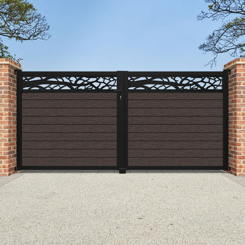 Fusion Twilight Straight Top Driveway Gate - Mid Brown - Top Screen