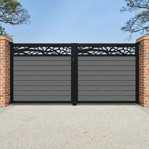 Fusion Twilight Straight Top Driveway Gate - Mid Grey - Top Screen