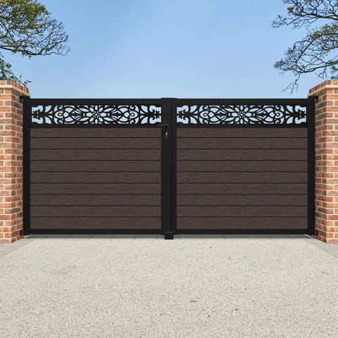 Fusion Windsor Straight Top Driveway Gate - Mid Brown - Top Screen