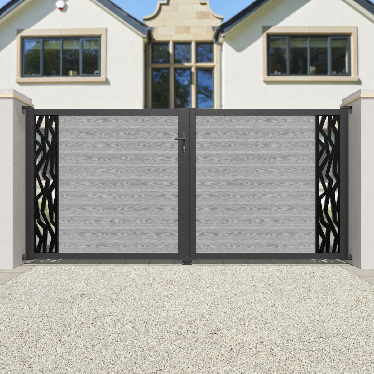 Classic Zenith Straight Top Driveway Gate - Light Grey - End Screen ...