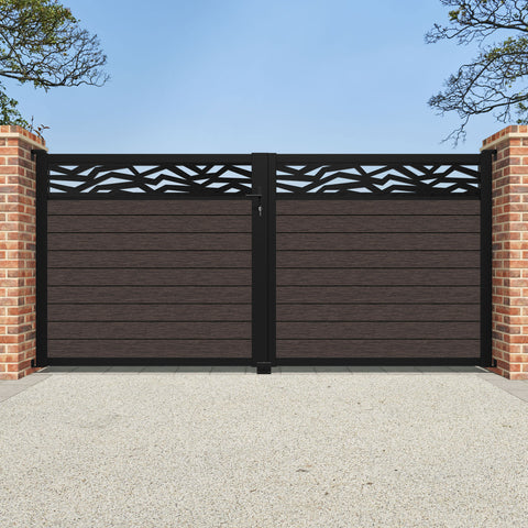 Fusion Zenith Straight Top Driveway Gate - Mid Brown - Top Screen