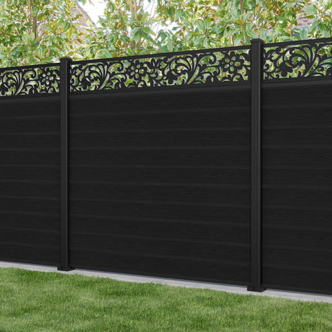 Classic Eden Fence Panel - Black - with our aluminium posts