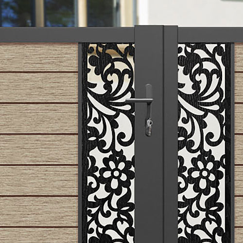 Fusion Eden Straight Top Driveway Gate - Light Oak - Middle & End Screen