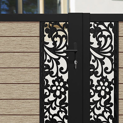 Fusion Eden Straight Top Driveway Gate - Light Oak - Middle & End Screen