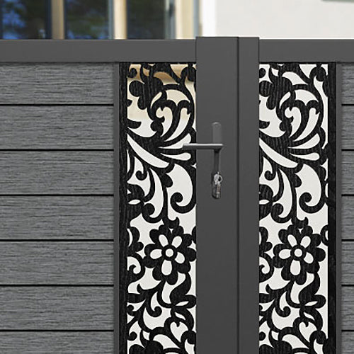Fusion Eden Straight Top Driveway Gate - Mid Grey - Middle & End Screen