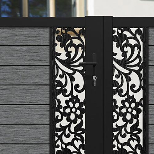 Fusion Eden Straight Top Driveway Gate - Mid Grey - Middle & End Screen