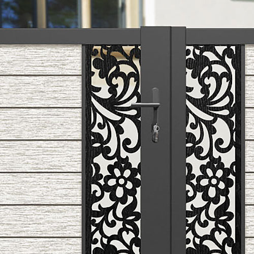 Fusion Eden Straight Top Driveway Gate - Light Stone - Middle & End Screen