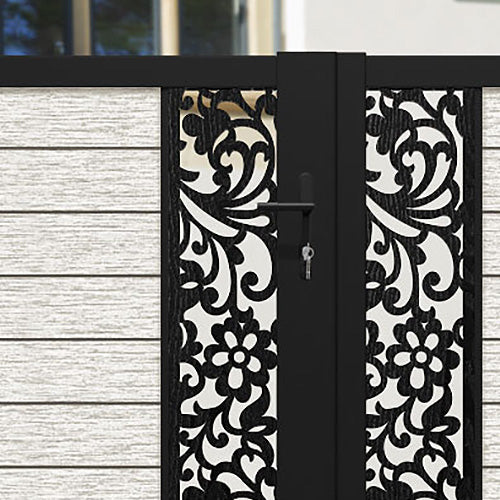 Fusion Eden Straight Top Driveway Gate - Light Stone - Middle & End Screen