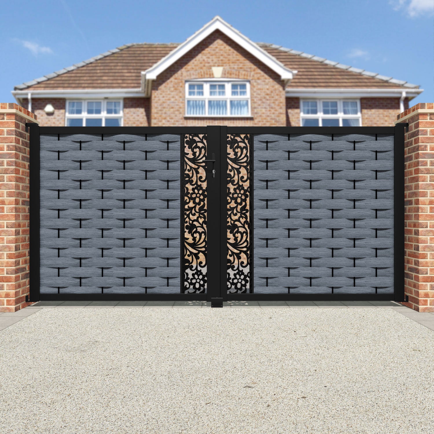 Ripple Eden Straight Top Driveway Gate - Anthracite - Middle Screen