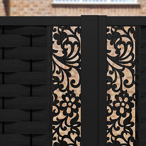 Ripple Eden Straight Top Driveway Gate - Black - Middle & End Screen
