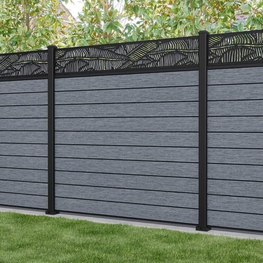 Fusion Feather Fence Panel - Anthracite - with our aluminium posts