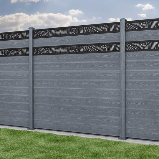 Classic Feather Split Screen Fence Panel - Anthracite - with our composite posts