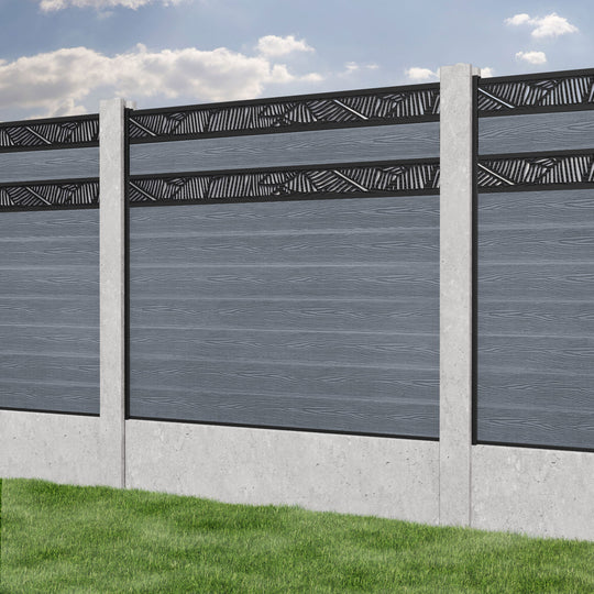Classic Feather Split Screen Fence Panel - Anthracite - for existing concrete posts