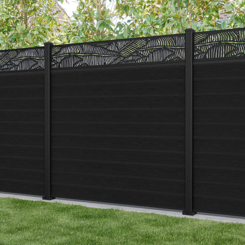 Classic Feather Fence Panel - Black - with our aluminium posts