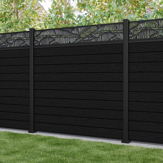 Fusion Feather Fence Panel - Black - with our aluminium posts