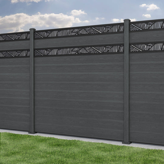 Classic Feather Split Screen Fence Panel - Dark Grey - with our composite posts