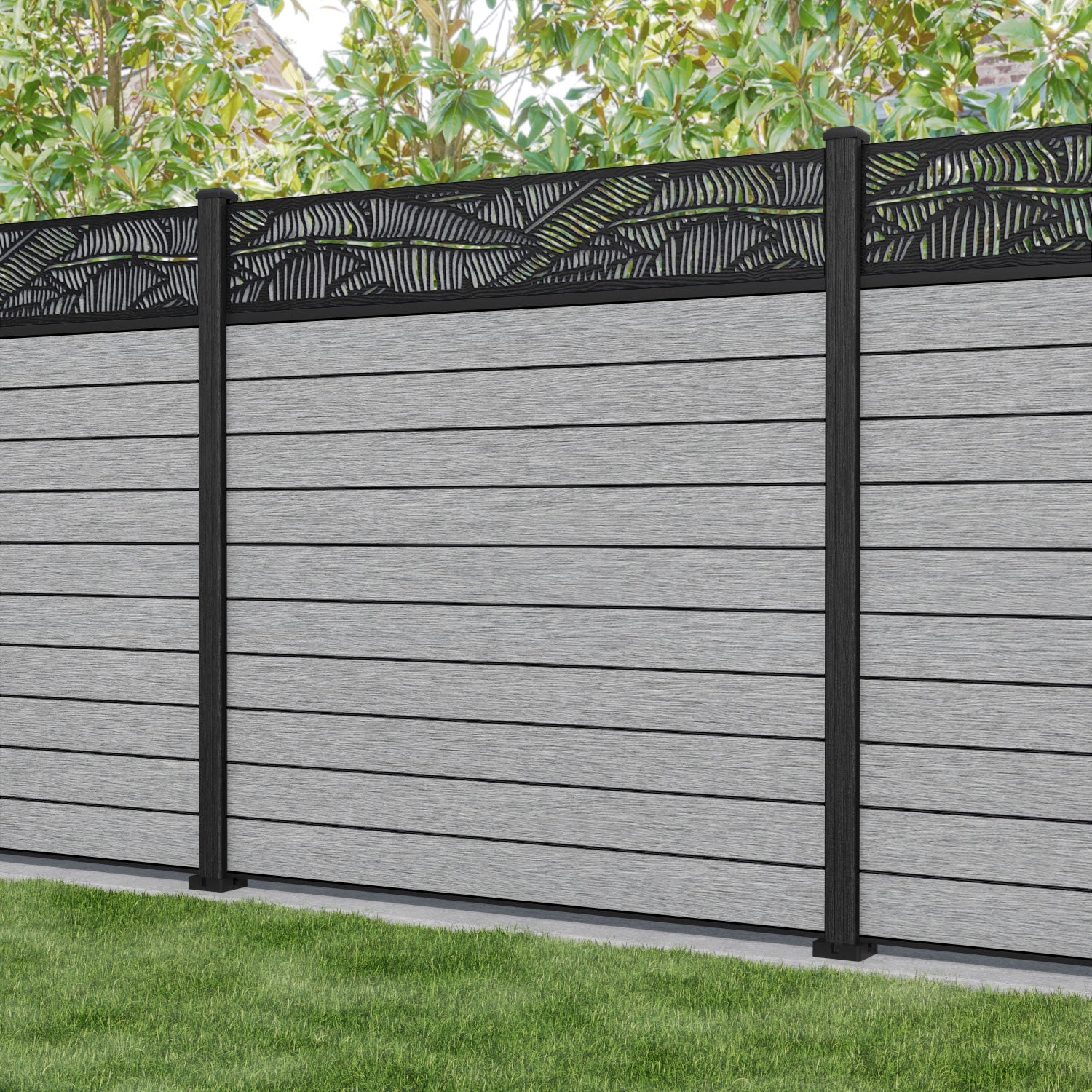 Fusion Feather Fence Panel - Light Grey - with our composite posts