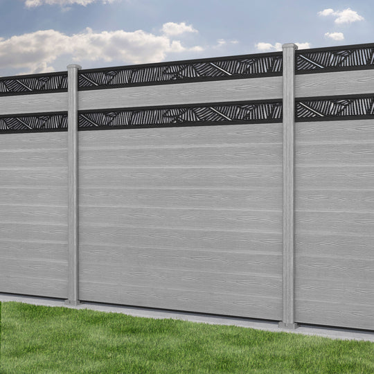 Classic Feather Split Screen Fence Panel - Light Grey - with our composite posts