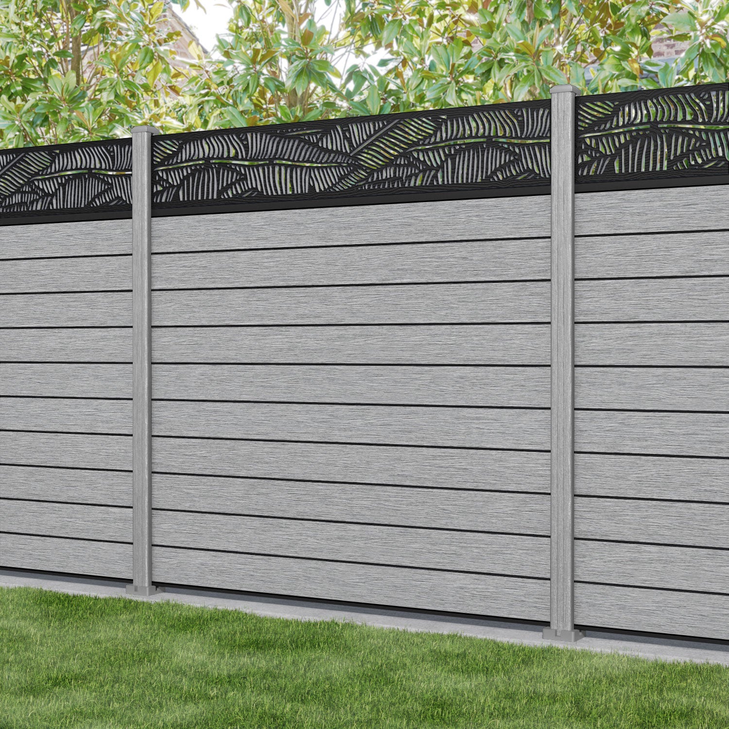 Fusion Feather Fence Panel - Light Grey - with our composite posts