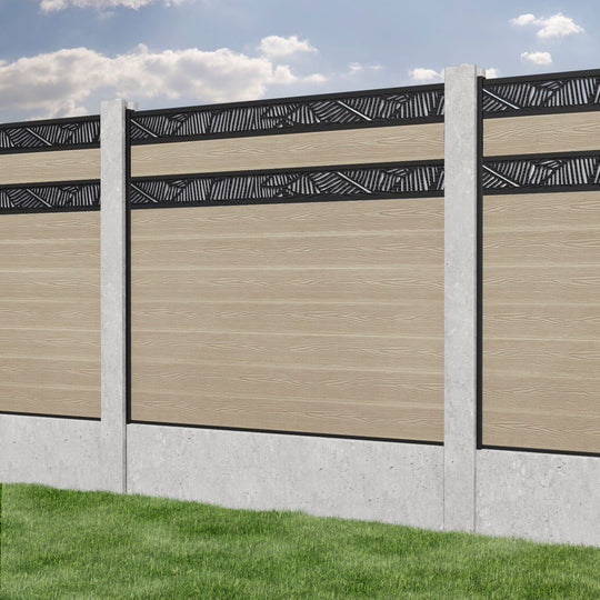 Classic Feather Split Screen Fence Panel - Light Oak - for existing concrete posts