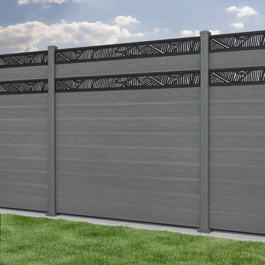 Classic Feather Split Screen Fence Panel - Mid Grey - with our composite posts