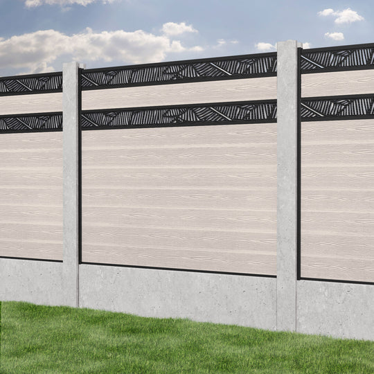 Classic Feather Split Screen Fence Panel - Mid Stone - for existing concrete posts