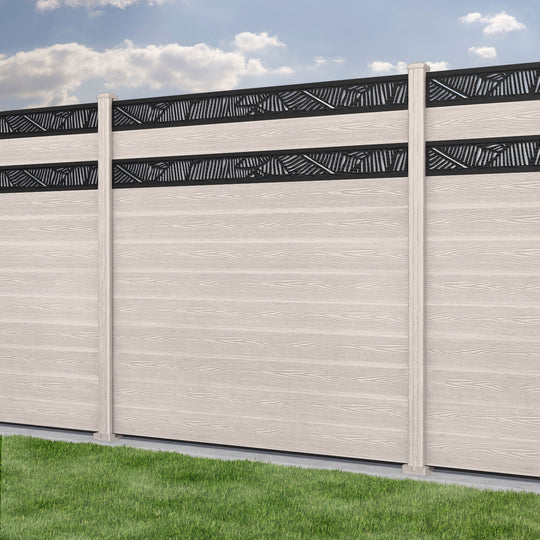 Classic Feather Split Screen Fence Panel - Mid Stone - with our composite posts