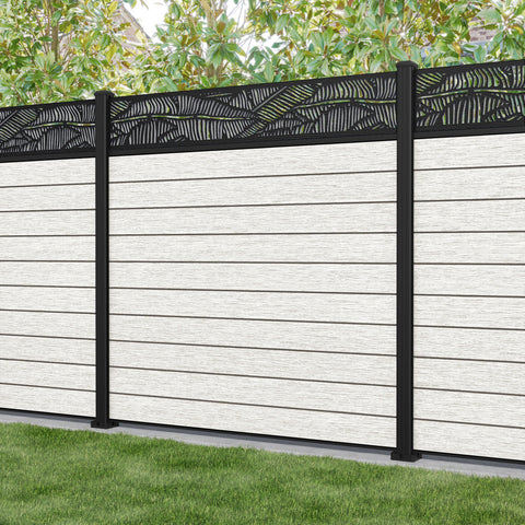 Fusion Feather Fence Panel - Light Stone - with our aluminium posts