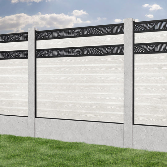 Classic Feather Split Screen Fence Panel - Light Stone - for existing concrete posts