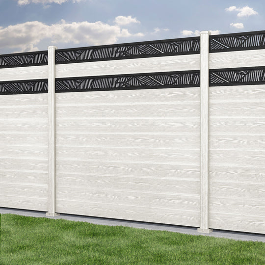 Classic Feather Split Screen Fence Panel - Light Stone - with our composite posts