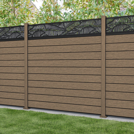 Fusion Feather Fence Panel - Teak - with our composite posts