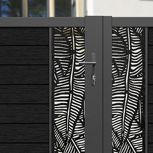 Fusion Feather Straight Top Driveway Gate - Black - Middle & End Screen