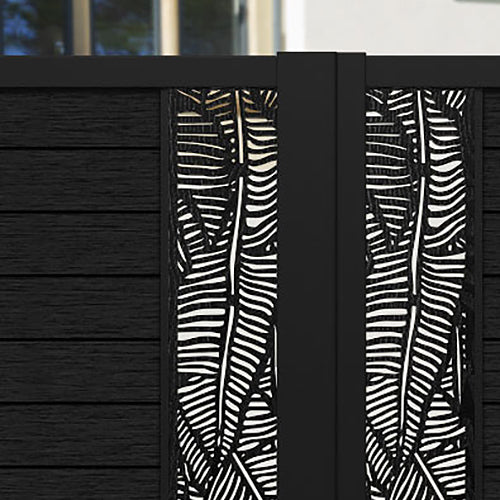 Fusion Feather Straight Top Driveway Gate - Black - Middle & End Screen