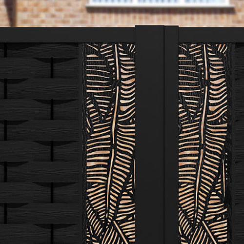 Ripple Feather Straight Top Driveway Gate - Black - Middle & End Screen