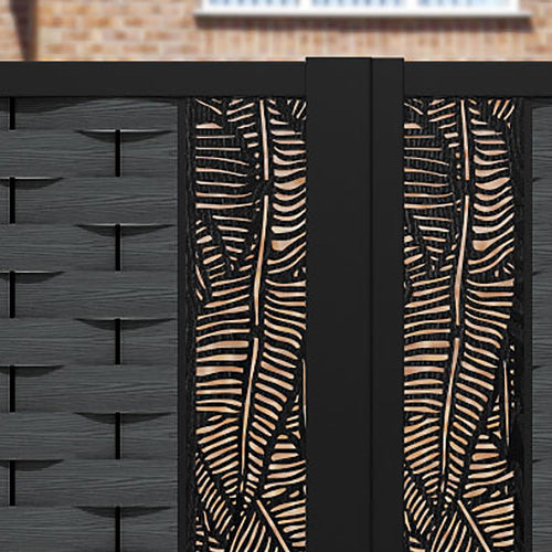 Ripple Feather Straight Top Driveway Gate - Dark Grey - Middle & End Screen