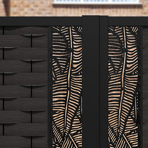 Ripple Feather Straight Top Driveway Gate - Dark Oak - Middle & End Screen