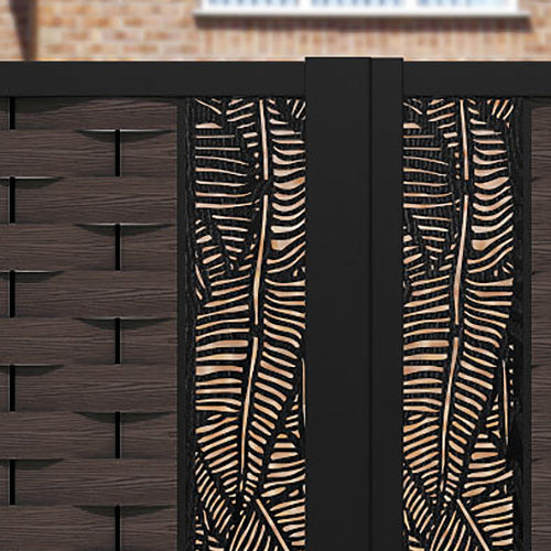 Ripple Feather Straight Top Driveway Gate - Mid Brown - Middle Screen